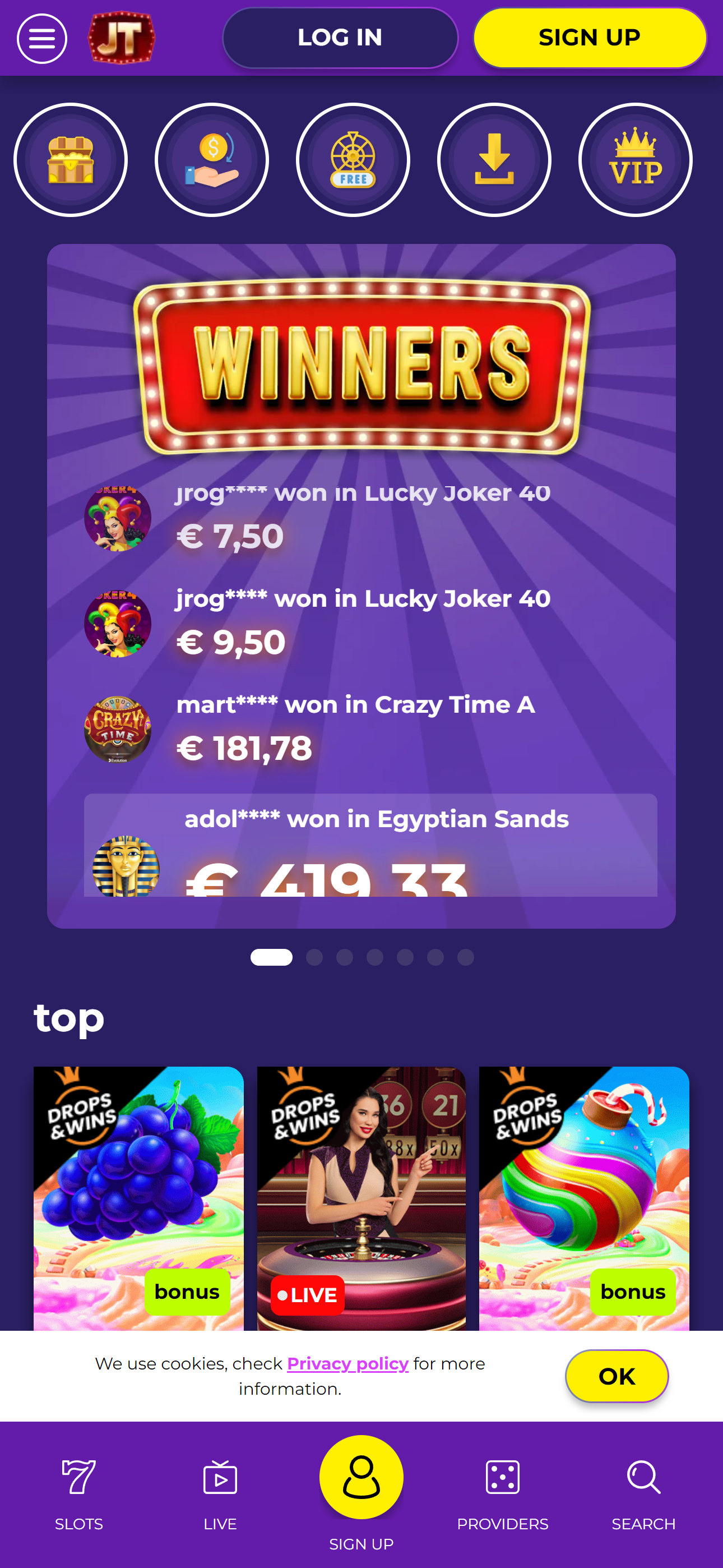 Jacktop Casino — mobiel